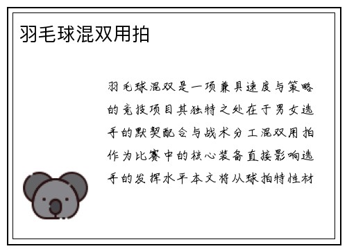 羽毛球混双用拍